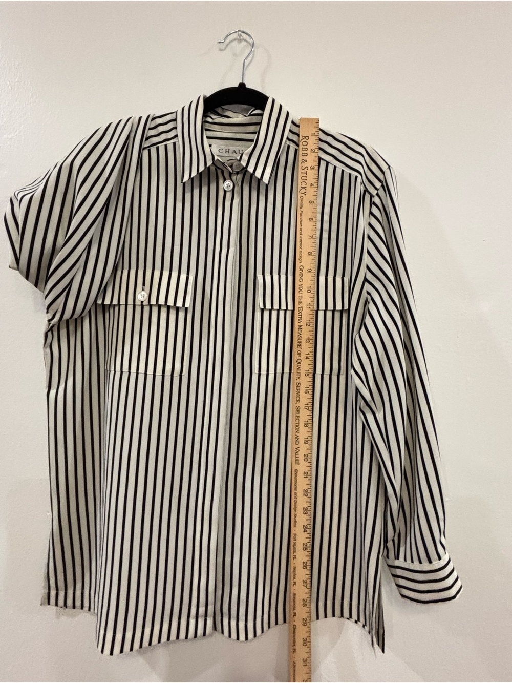 Chaus Cream and Black Striped Button-Up Blouse - Picture 14 of 15